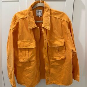 Zara Vibrant Orange Denim Jacket